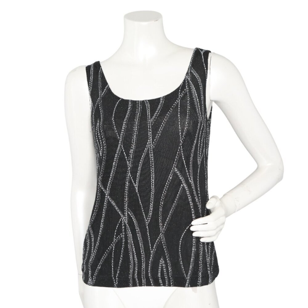 Vintage Traditions Glitter Jacket & Sleeveless Blouse Top Stretch Black Silver - Picture 4 of 15